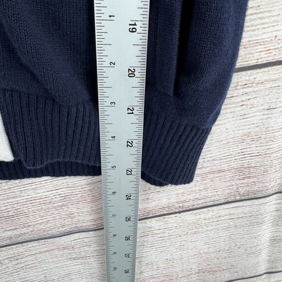 L-RL Lauren Active Full Zip Knit Hoodie Sweater Women's Medium‎ Blue/White - Picture 12 of 14